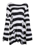 Poshoot Distressed Stripe Longline Sweater  Christmas Gifts