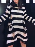 Poshoot Distressed Stripe Longline Sweater  Christmas Gifts