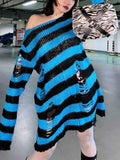 Poshoot Distressed Stripe Longline Sweater  Christmas Gifts