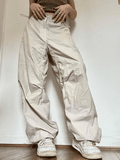 Poshoot Drawstring Low Waist Baggy Cargo Pants