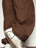 Poshoot Drawstring Low Waist Baggy Cargo Pants