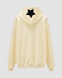 Poshoot-Letter Star Patched Zip Up Hoodie