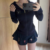 Poshoot Y2k Top Hoodies Zip Up Hooded Women Clothing Slim Oversized Tops Punk Sexy Casual Korea Sweatshirt Gothic Kawaii Sweet Girl Coat