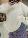 Poshoot Classic Fuzzy Solid Pullover Sweater