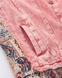 Poshoot-Pinky Retro Pattern Denim Jacket