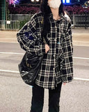 Poshoot-Checkerboard Patterned Wool Coat