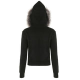 Poshoot nye outfits party outfits High Fashion Slim Base Women’s Hoodies Long Sleeve Faux Collar Hooded Zipper Solid Autumn Winter Warm Coat