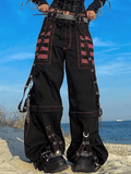 Poshoot Eyelet Strap Black Cargo Pants