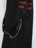 Poshoot Eyelet Strap Black Cargo Pants