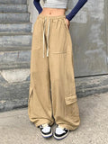 Poshoot Vintage Drawstring Baggy Cargo Pants with Big Pockets