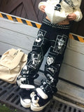 Poshoot Wash Print Pattern Wide Leg Pants Stylish High Street Baggy Jeans Slouchy Jeans Harajuku Style Hip Hop Y2k Trousers Y2k Jeans