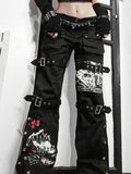 Poshoot Goth metal buckle pocket cargo pants