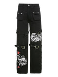 Poshoot Goth metal buckle pocket cargo pants