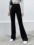 Poshoot High Waist Solid Flare Leg Pants