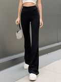 Poshoot High Waist Solid Flare Leg Pants