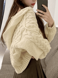 Poshoot Hooded Cable Knit Pullover Sweater  Christmas Gifts