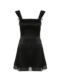 Poshoot Sleeveless Black Reversible Mini Dress with Straps Detail