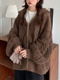 Poshoot Oversize Brown Cardigan with Hood