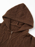 Poshoot Oversize Brown Cardigan with Hood