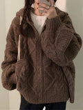 Poshoot Oversize Brown Cardigan with Hood