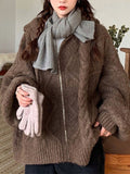 Poshoot Oversize Brown Cardigan with Hood