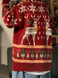 Poshoot Vintage Crew Neck Sweater with Christmas Deer Print