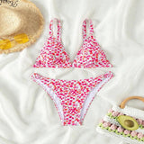 Poshoot Sexy Printed Split Style Women Bikini Set Fashion Backless Suspender Swimsuit High Waisted Party Pool Swimsuit summer