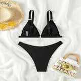 Poshoot Sexy Printed Split Style Women Bikini Set Fashion Backless Suspender Swimsuit High Waisted Party Pool Swimsuit summer