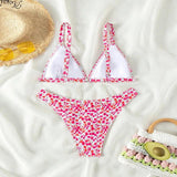 Poshoot Sexy Printed Split Style Women Bikini Set Fashion Backless Suspender Swimsuit High Waisted Party Pool Swimsuit summer