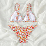 Poshoot Sexy Printed Split Style Women Bikini Set Fashion Backless Suspender Swimsuit High Waisted Party Pool Swimsuit summer