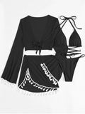 Poshoot Swimming Suit Women Beach Wear Solid Beach Suit Tassel Cover Up Mesh Short Skirt Bikini Cute Swimming Pool Outfit Spring Summer summer