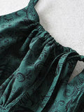 Poshoot Green Vintage Lace Up Paisley Print Mini Dress