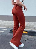 Poshoot Lace Up Stretch Flare Leg Pants