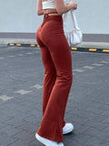 Poshoot Lace Up Stretch Flare Leg Pants