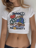 Poshoot Love Peace Printed Crop Top