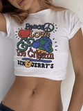 Poshoot Love Peace Printed Crop Top