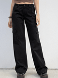 Poshoot Low Waist Y2K Straight Leg Pants