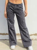 Poshoot Low Waist Y2K Straight Leg Pants