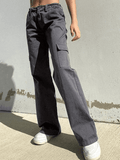 Poshoot Low Waist Y2K Straight Leg Pants