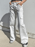 Poshoot Low Waist Y2K Straight Leg Pants