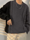 Poshoot Men's Color Block Cable Knit Sweater  Christmas Gifts