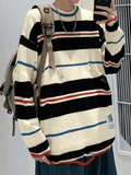 Poshoot Men's Color Block Striped Distressed Sweater  Christmas Gifts