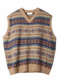 Poshoot Men's Vintage Jacquard Sweater Vest  Christmas Gifts