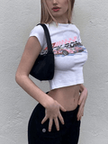 Poshoot Moto Car Printed Crop Top