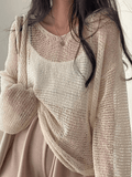 Poshoot Oversized Long Sleeve Crochet Knit Top