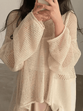 Poshoot Oversized Long Sleeve Crochet Knit Top