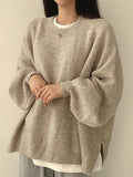 Poshoot Oversized Split Hem Pullover Sweater