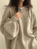 Poshoot Oversized Split Hem Pullover Sweater