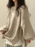 Poshoot Oversized Split Hem Pullover Sweater