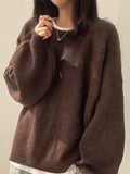 Poshoot Oversized Split Hem Pullover Sweater